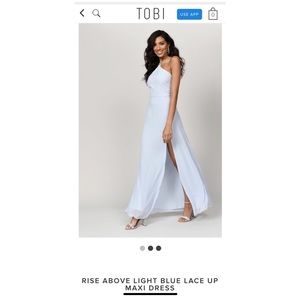 Tobi Rise Above Light Blue Lace Up Maxi Dress L